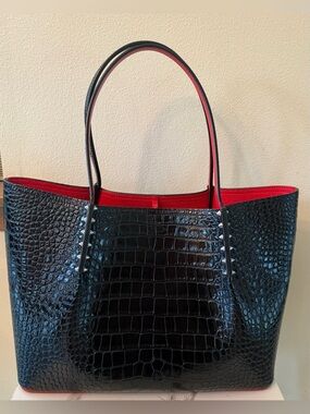 Christian Louboutin Large Black Patent Cabarock Tote, Very good condition